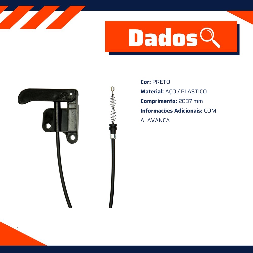 Cabo de Abertura do Capô para Chevrolet Blazer e S10 - IKS - 4516