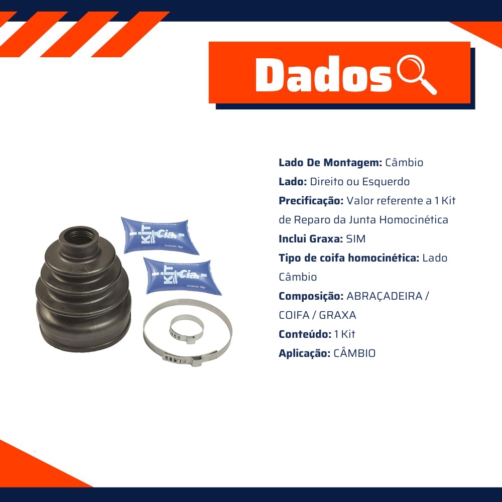 Kit de Reparo da Junta Homocinética Lado Câmbio para Mitsubishi Outlander - Kit & Cia - 50962