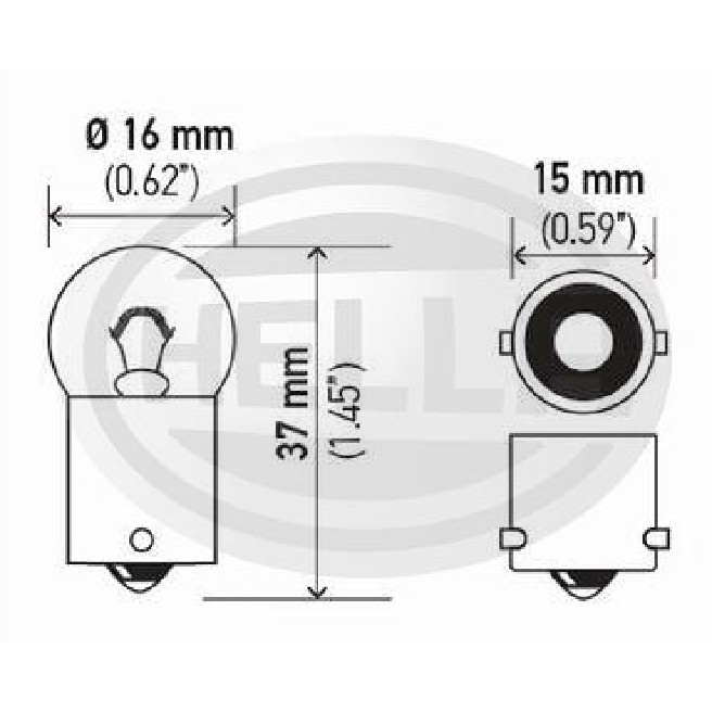 10 Lâmpadas 12V 2W BA9S - Hella - 53