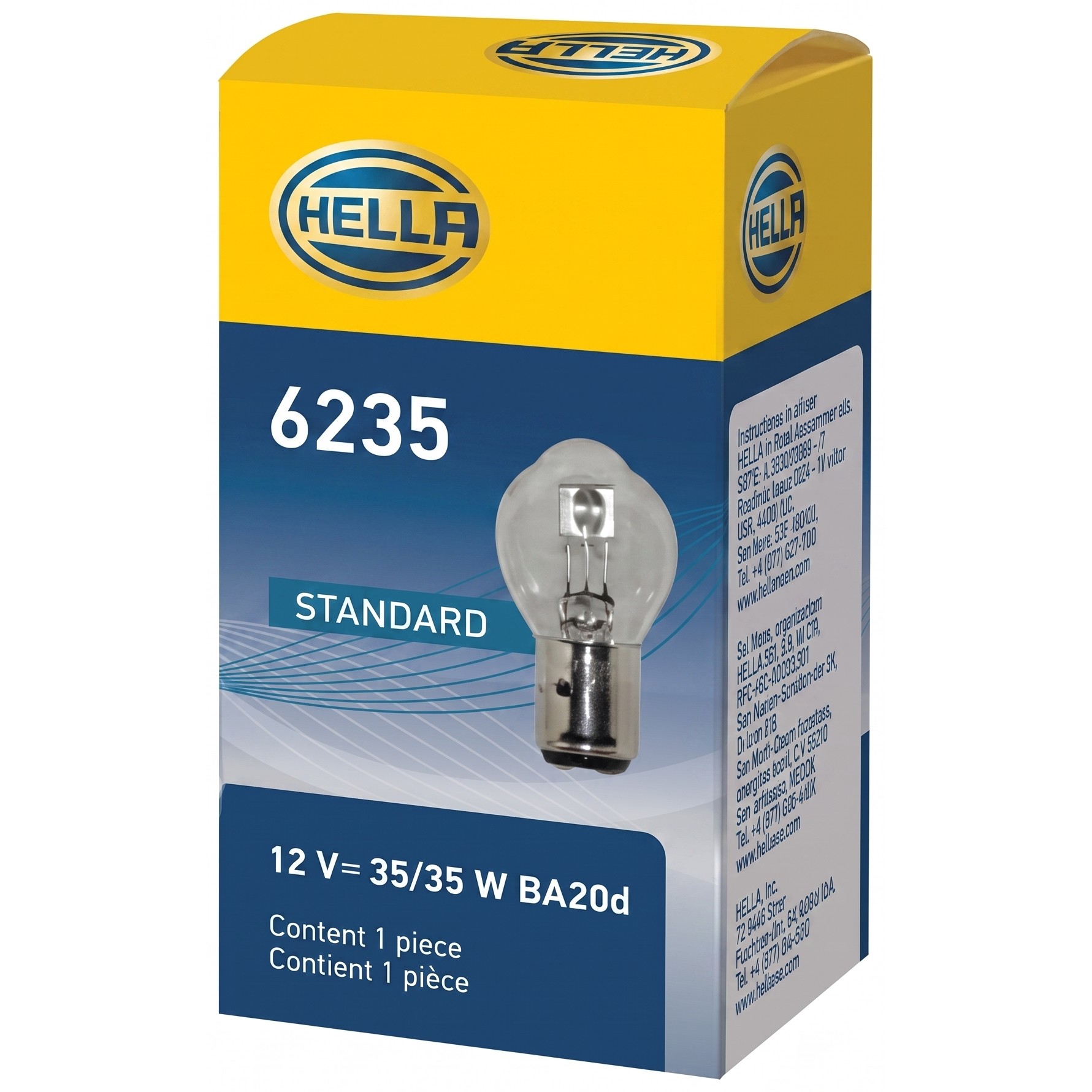Lâmpada Farol Alto Baixo B11 12V 35/35W BA20d - Hella - 6235