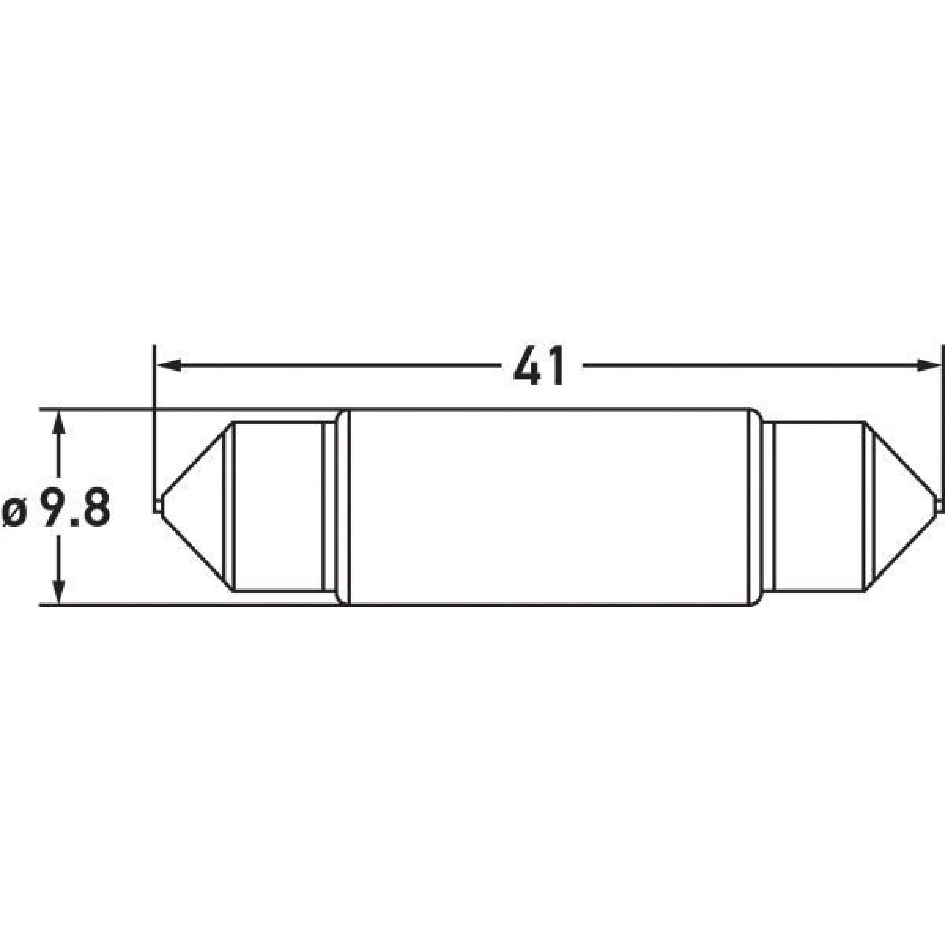 Lâmpada C10W 41mm 12V 1W LED 6500K SV8.5-8 - Hella - 6411LED6.5K