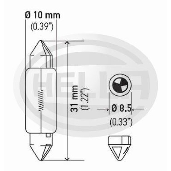 10 Lâmpadas C5W 5W 12V - Hella - 6418