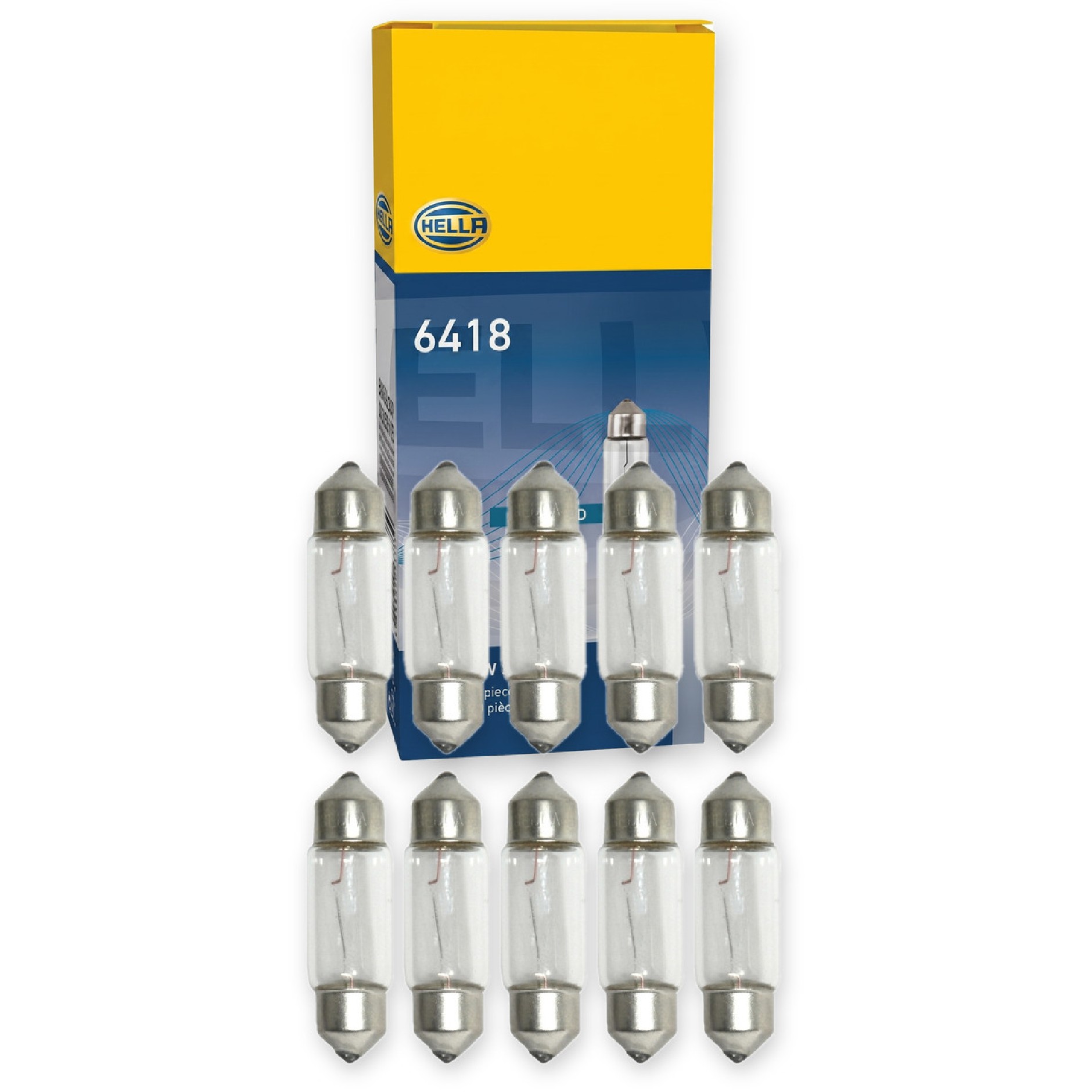 Kit 10 Lâmpadas Placa Teto C5W 36mm 12V 5W - Hella - 6418