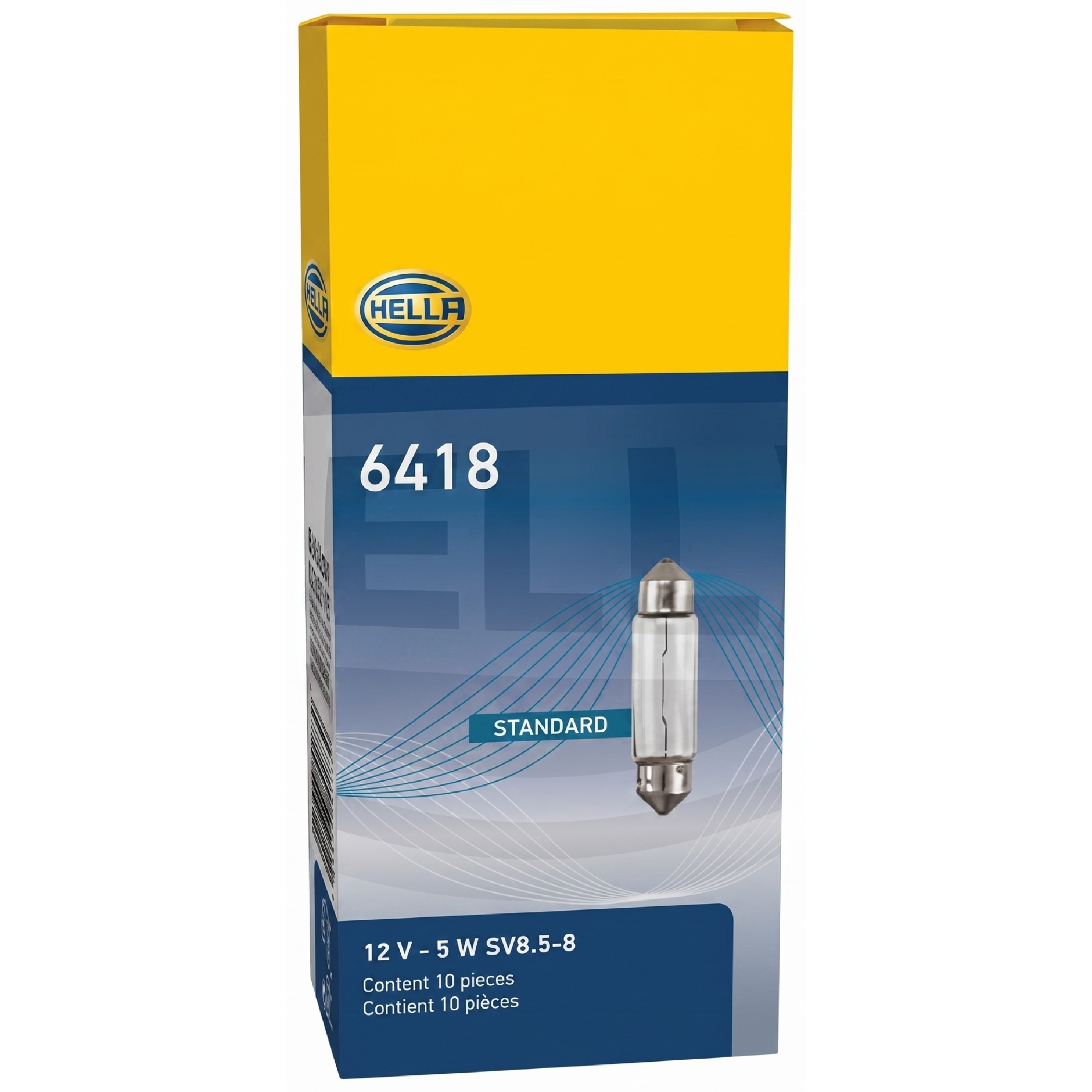 Kit 10 Lâmpadas Placa Teto C5W 36mm 12V 5W - Hella - 6418