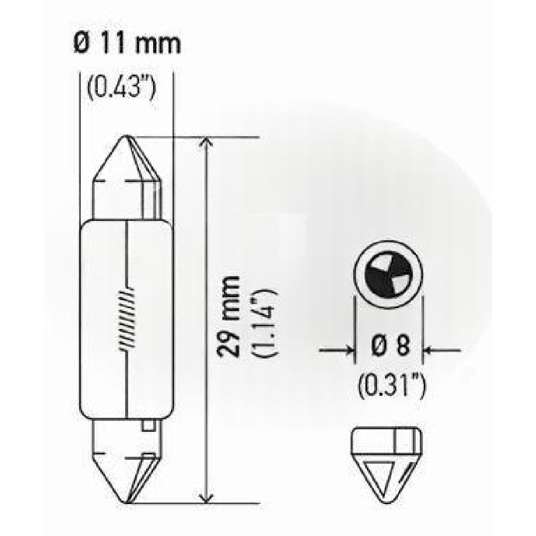 Kit 10 Lâmpadas Placa Teto C10W 29mm 12V 10W - Hella - 6438