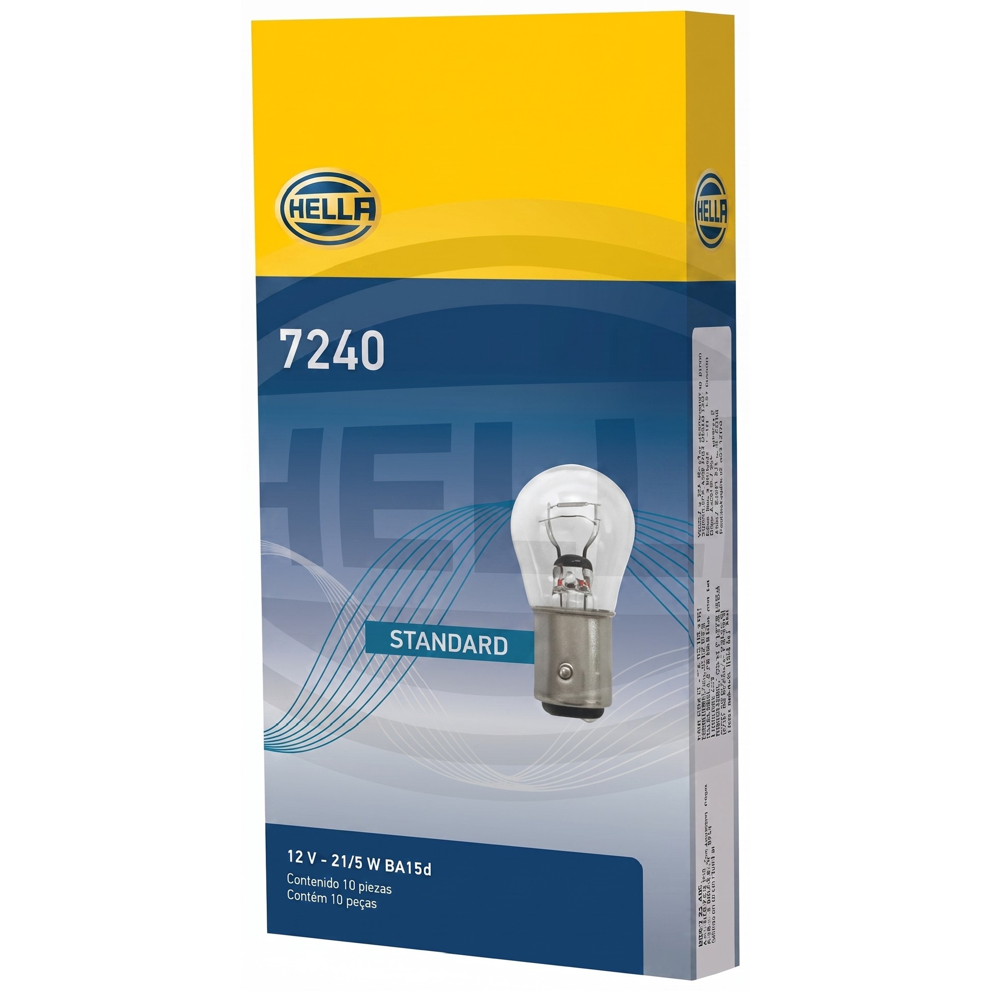 Kit 10 Lâmpadas Freio Posição P21/5W 12V BA15d - Hella - 7240