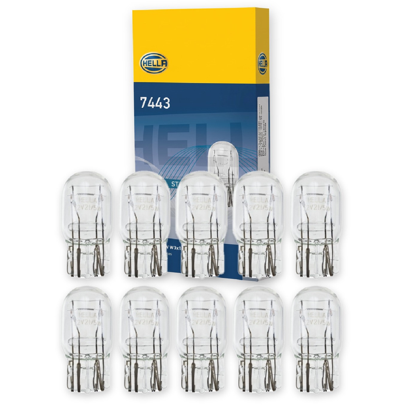 Kit 10 Lâmpadas Freio Posição W21/5W 12V 21/5W - Hella - 7443