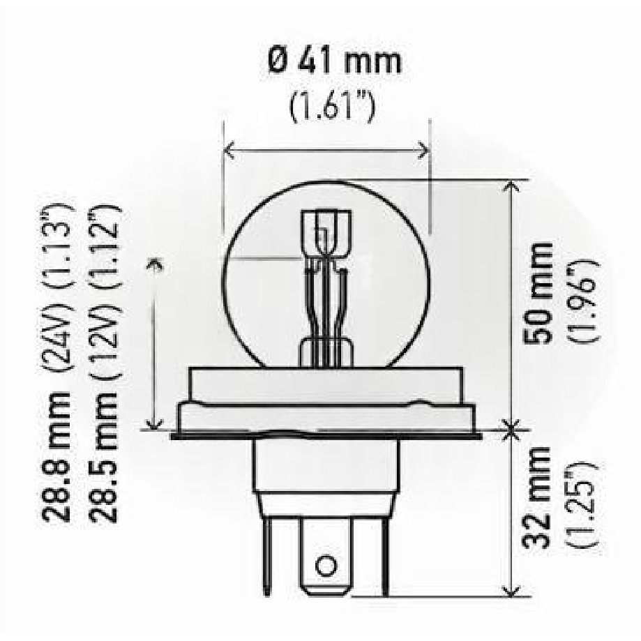 Lâmpada Farol Alto Baixo P45t 24V 55/50W - Hella - 7952