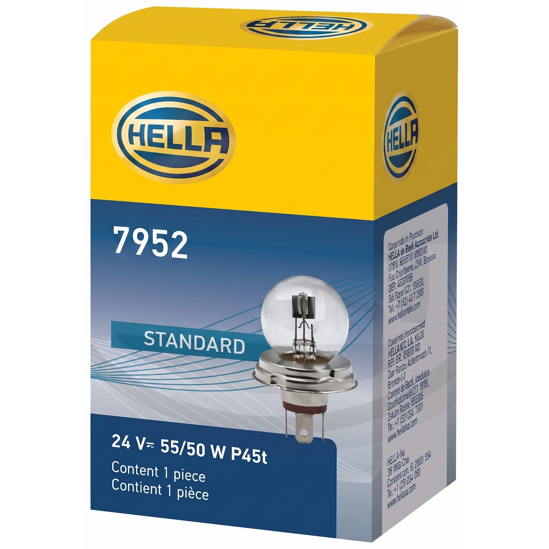 Lâmpada Farol Alto Baixo P45t 24V 55/50W - Hella - 7952
