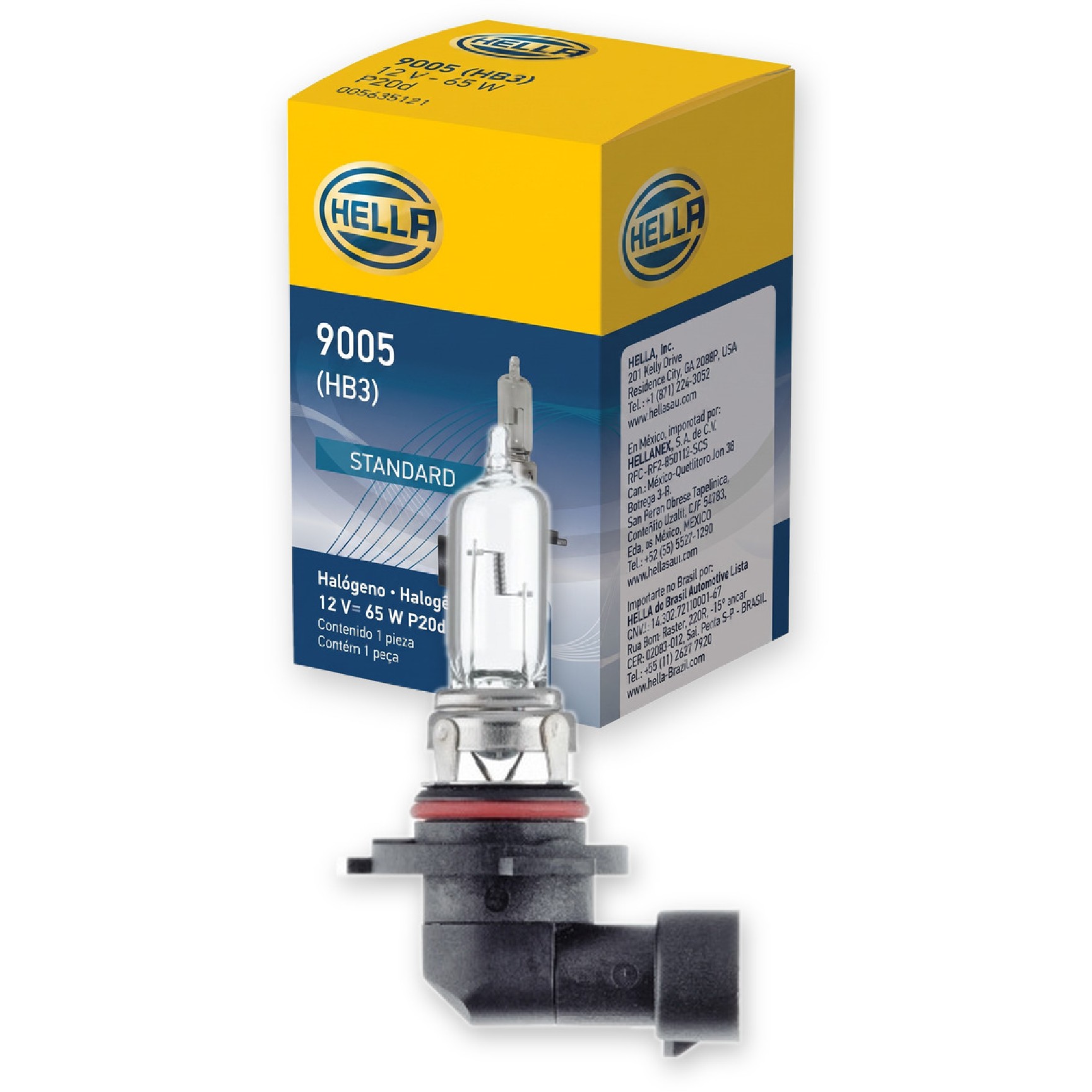 Lâmpada Neblina Farol Alto Baixo HB3 12V 65W P20d - Hella - 9005
