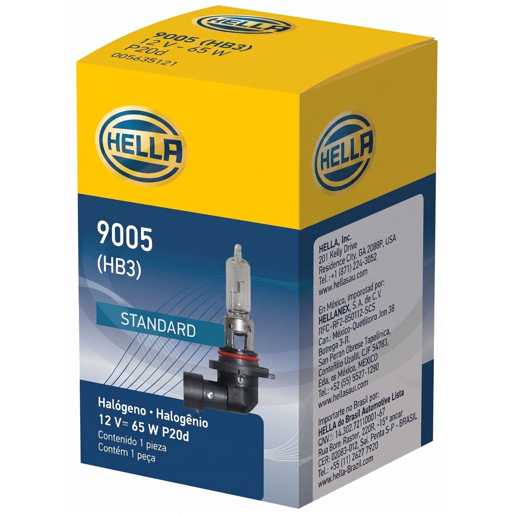 Lâmpada Neblina Farol Alto Baixo HB3 12V 65W P20d - Hella - 9005