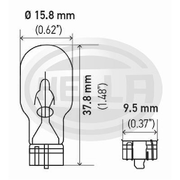 10 Lâmpadas 12V 18/2.1W Base W2.1X9.5D - Hella - 921NA