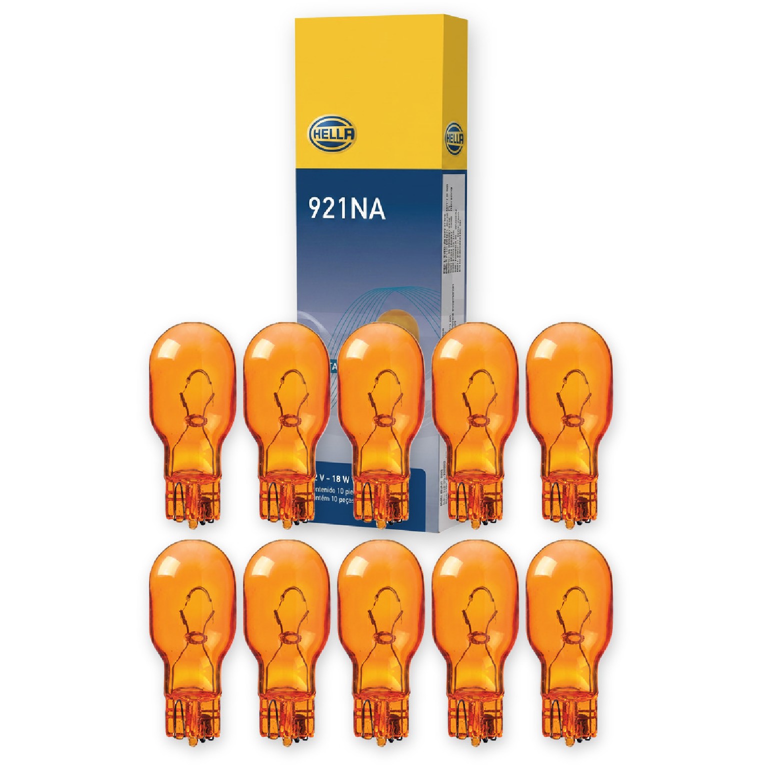 Kit 10 Lâmpadas Pisca Seta WY18W 12V Âmbar - Hella - 921NA