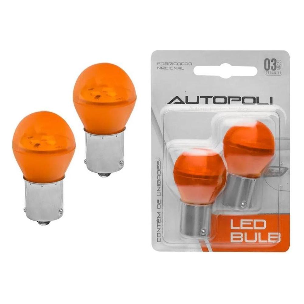 2 Lâmpada Âmbar 12V 3W 360Lm BAU15S - Autopoli - AU030