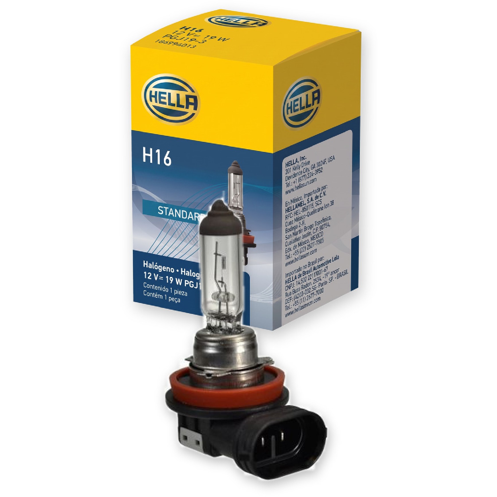 Lâmpada Neblina Farol Alto Baixo H16 12V 19W 3200 - Hella - H16