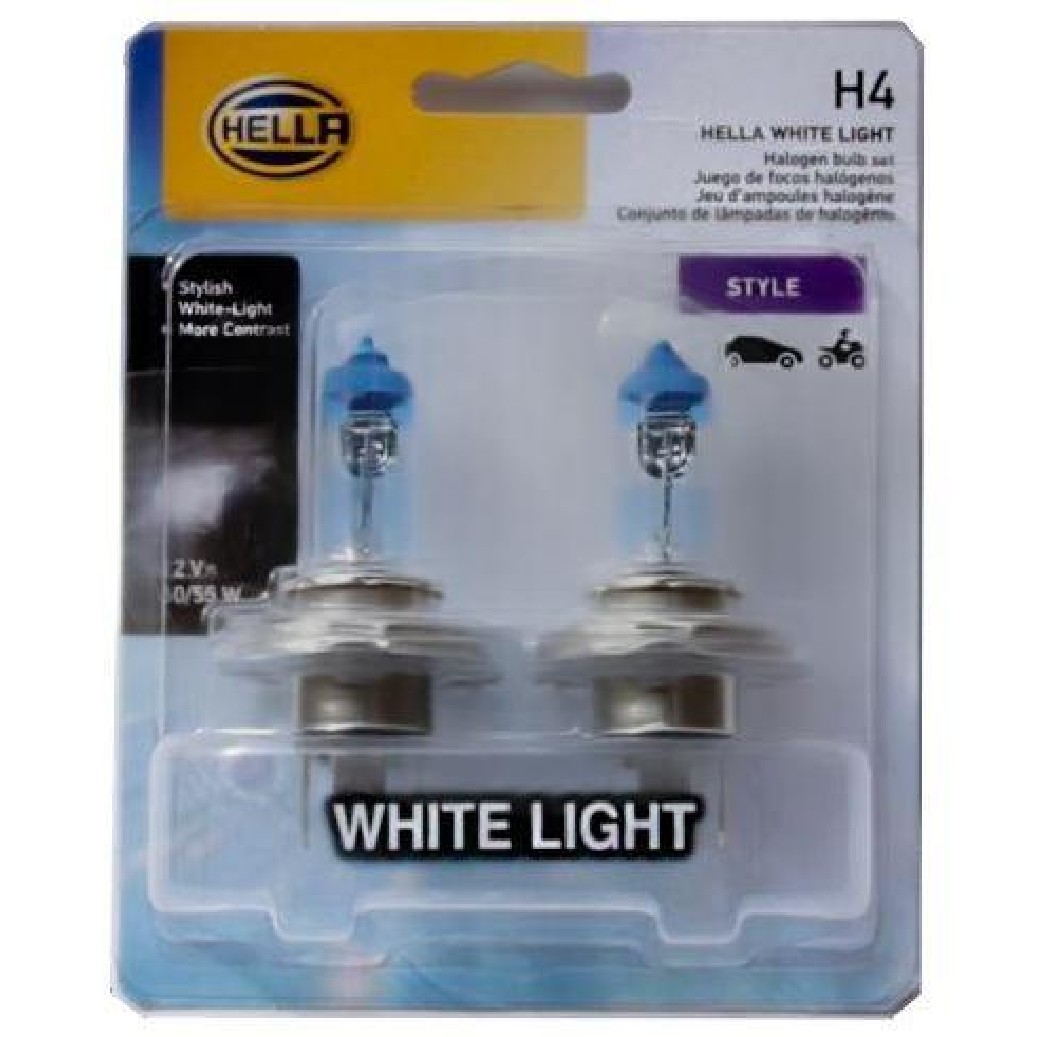 Par Lâmpadas H4 12V 60/55W Luz Branca Halógena - Hella - H4 WL