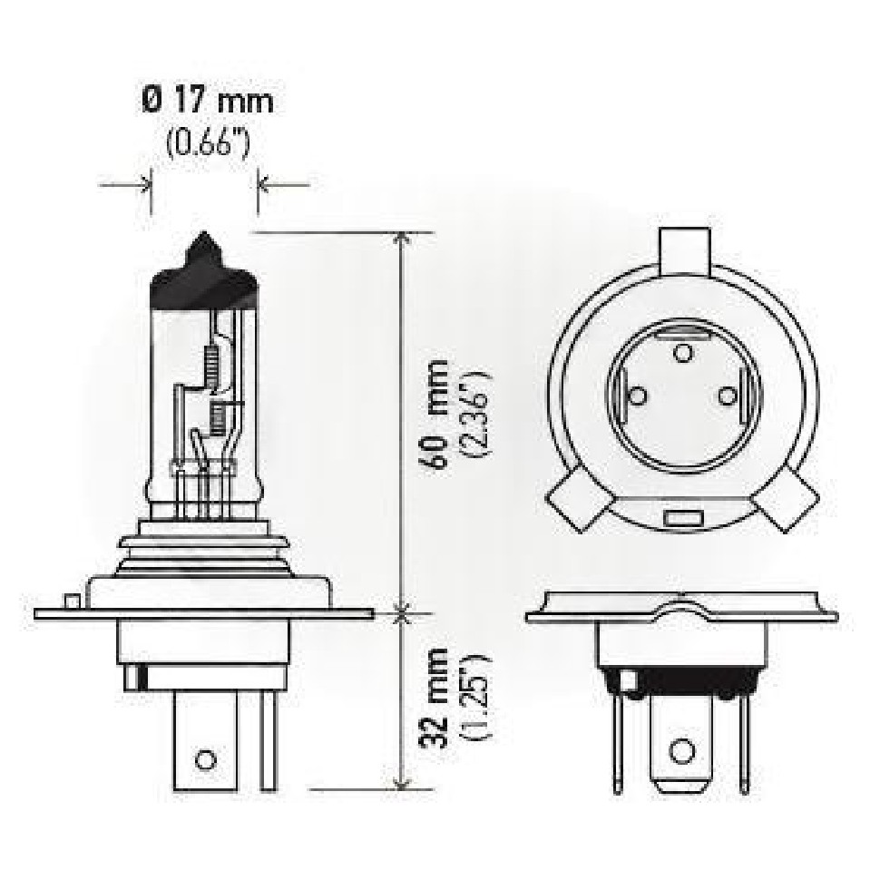 Par Lâmpadas H4 12V 60/55W Luz Branca Halógena - Hella - H4 WL