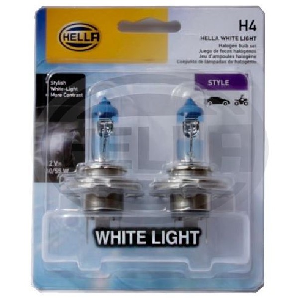 2 Lâmpadas H4 55/60W 12V Super Branca - Hella - H4 WL
