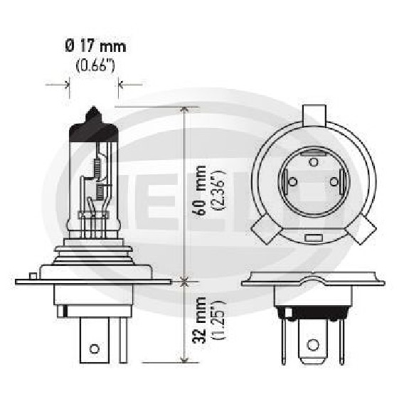 2 Lâmpadas H4 55/60W 12V Super Branca - Hella - H4 WL