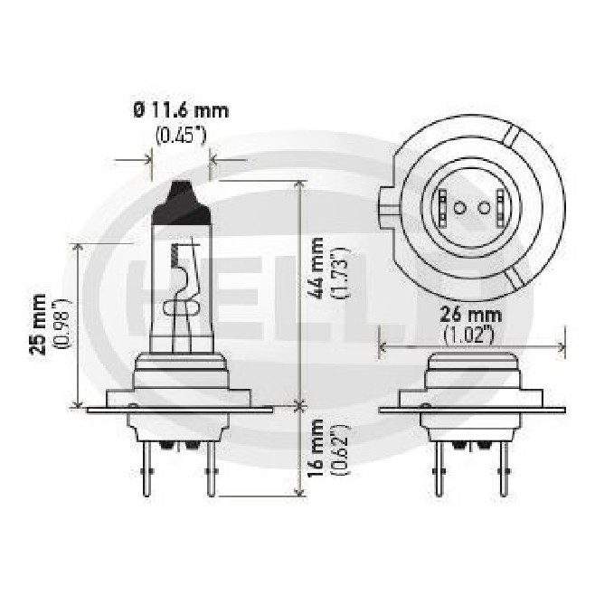 2 Lâmpadas H7 55/60W 12V Super Branca - Hella - H7 WL