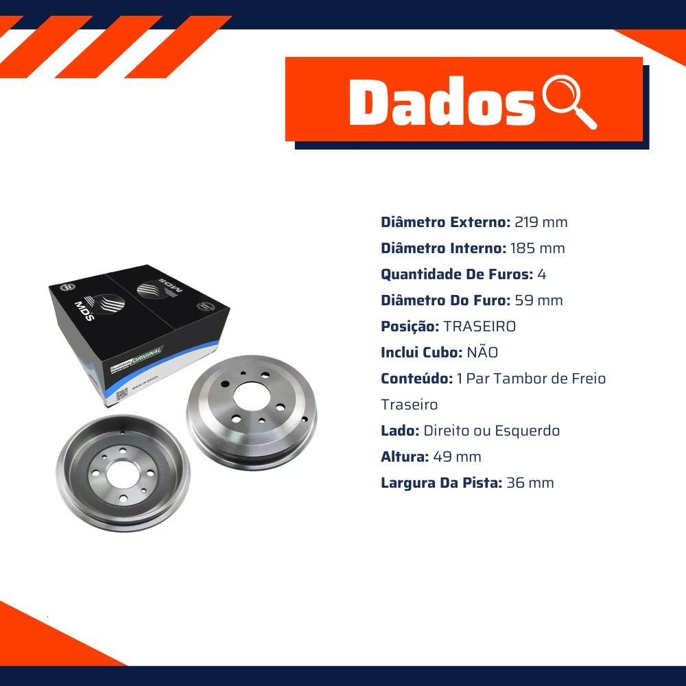Par Tambor de Freio Traseiro - MDS - T42A