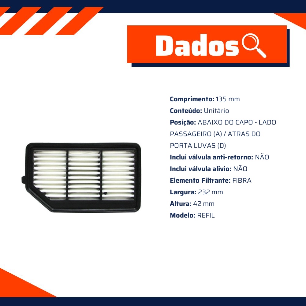 Filtro de Ar do Motor - Tecfil - ARL1038
