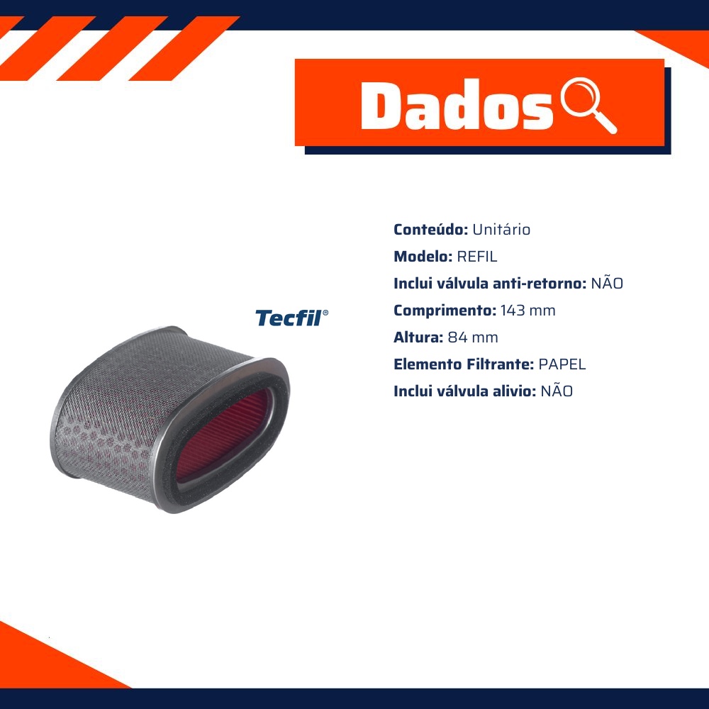 Filtro de Ar para Honda VT 750 SHADOW - Tecfil - ARM427/1
