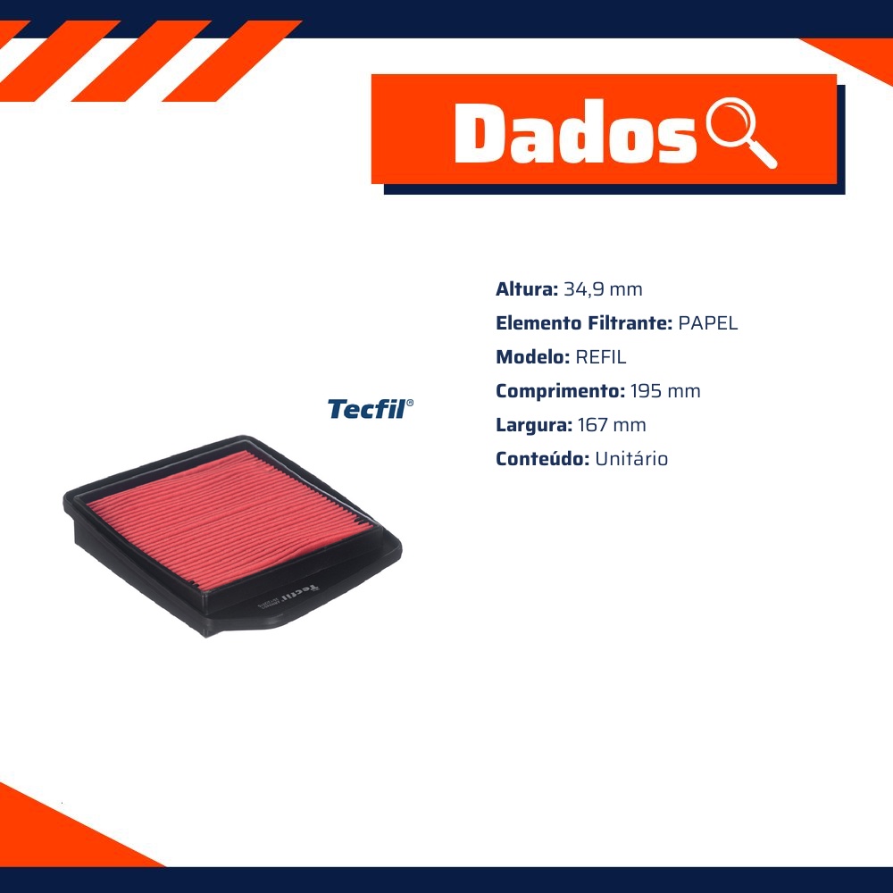 Filtro de Ar para Honda NX 400i FALCON e NX4 FALCON 400 - Tecfil - ARM440/1