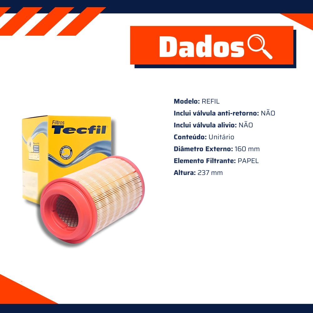 Filtro de Ar para Ford Ranger - Tecfil - ARS7993