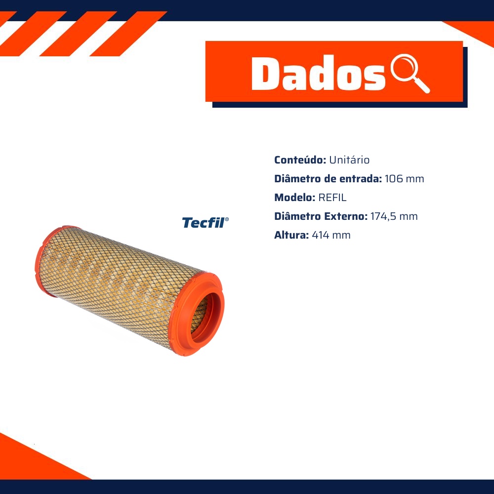 Filtro de Ar do Motor - Tecfil - ARS8234