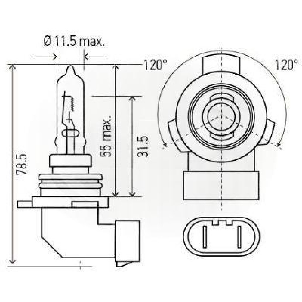Lâmpada HIR2 12V 55W Long Life Halógena PX22d - Hella - 9012LL