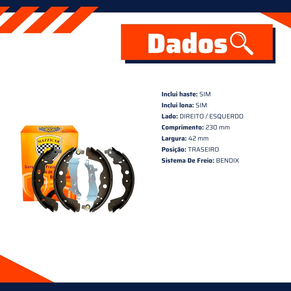 Sapata de Freio Traseira para Renault Duster - Mazzicar - BPSA 0090105