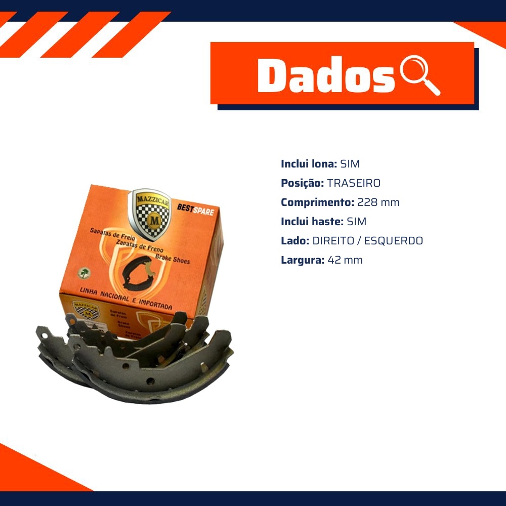 Sapata de Freio Traseira para Hyundai Creta - Mazzicar - BPSA 0096067
