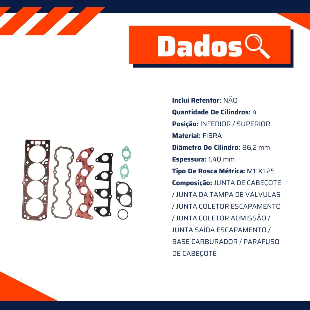 Jogo de Juntas do Cabeçote do Motor para Chevrolet Monza e Monza Hatch - Taranto - 240095