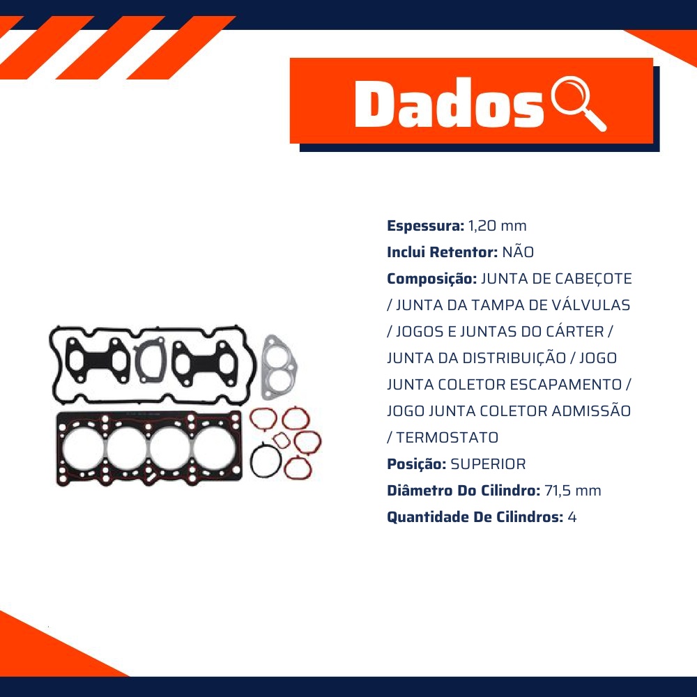 Jogo de Juntas do Cabeçote do Motor - Taranto - 270595