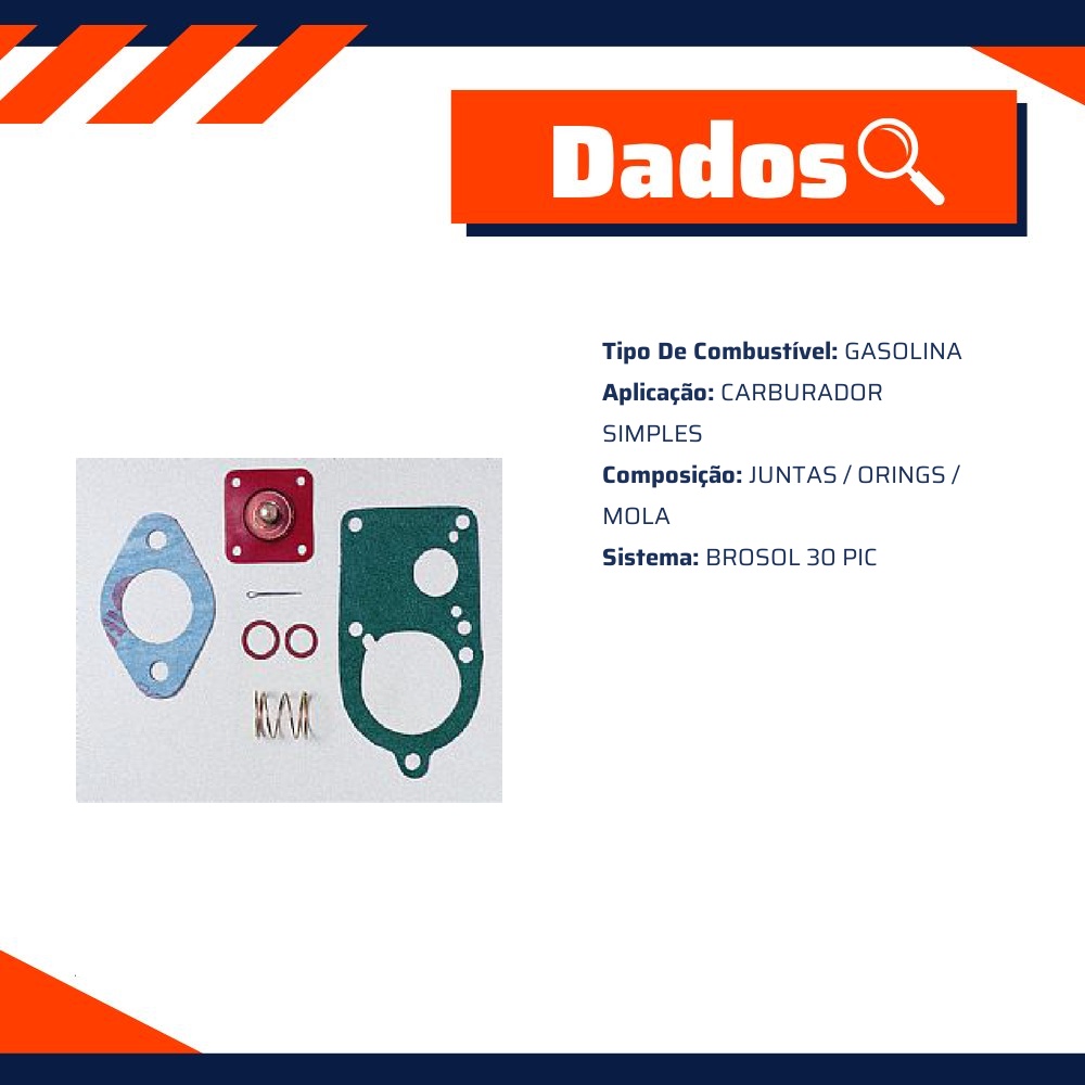 Kit de Reparo do Carburador BROSOL 30 PIC - Vogel - 21112