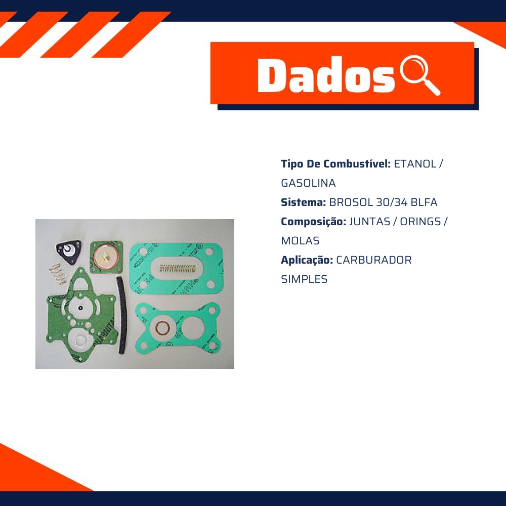 Kit Reparo do Carburador BROSOL 30/34 BLFA - Vogel - 21130