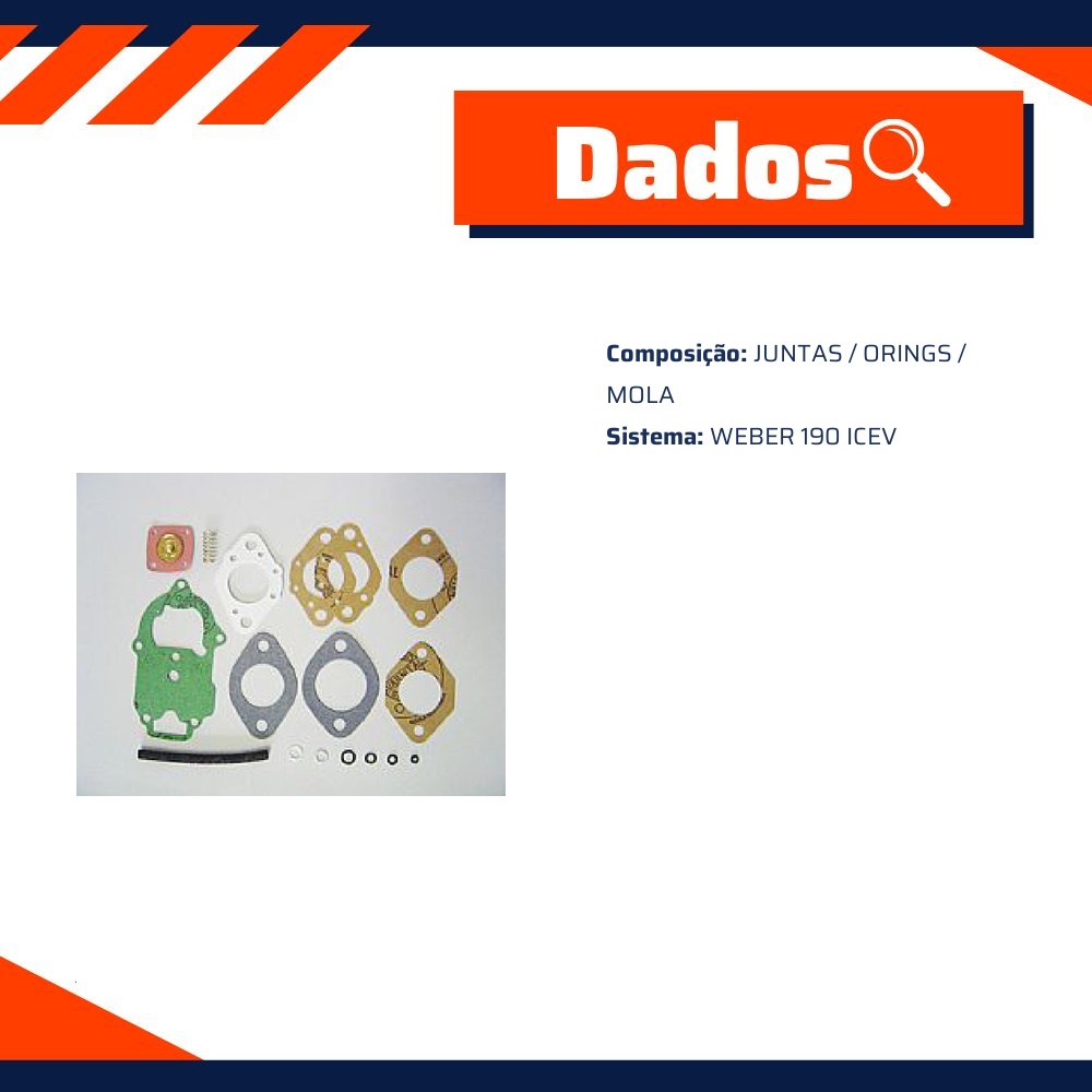 Kit de Reparo do Carburador WEBER 190 ICEV - Vogel - 21190