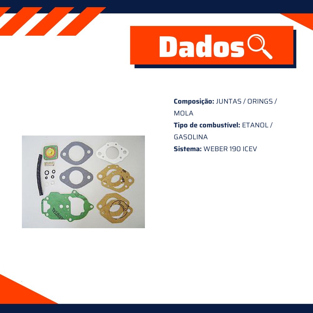 Kit de Reparo do Carburador WEBER 190 ICEV - Vogel - 21191