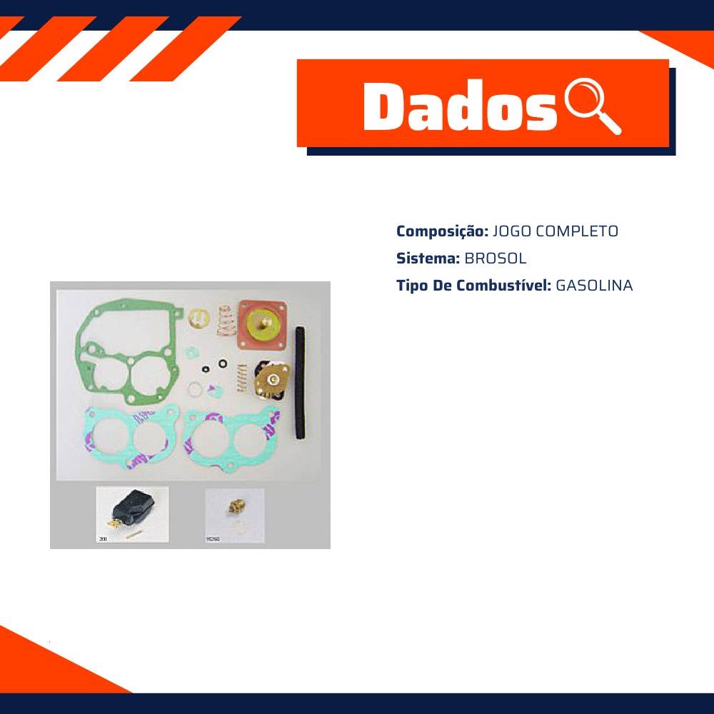 Kit de Reparo do Carburador Brosol para Chevrolet Caravan e Monza - Vogel - 22176