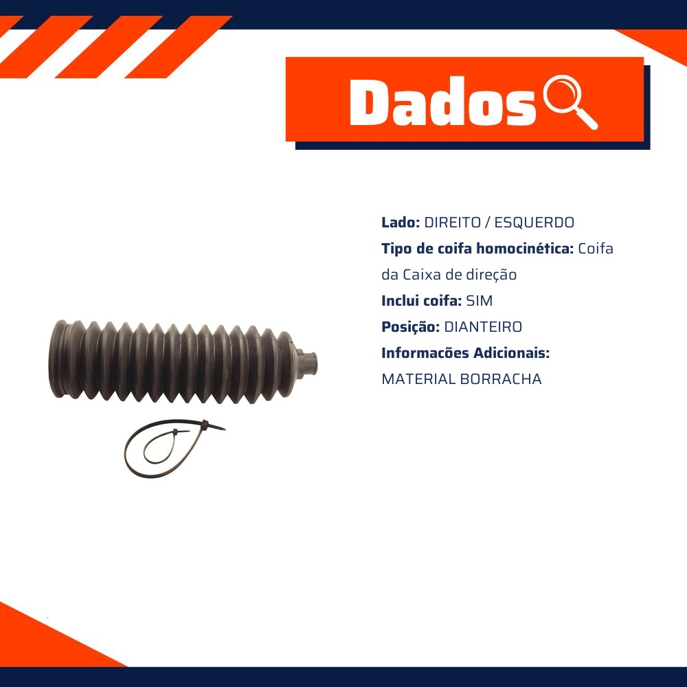 Kit de Coifas da Caixa de Direção para Fiat Idea e Palio - Kit & Cia - 10042