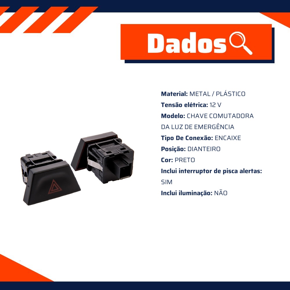 Interruptor da Luz de Emergência para Chevrolet Agile e Montana - Kostal - 10001137