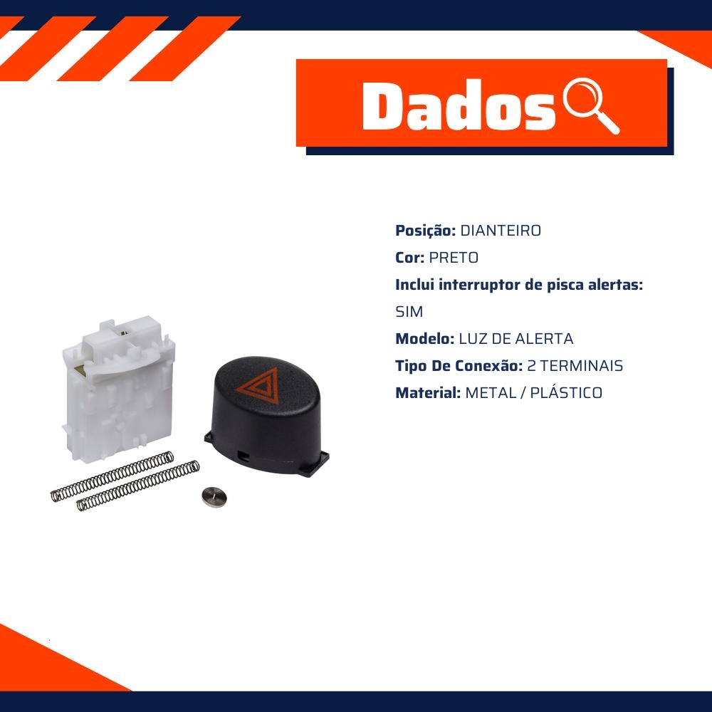 Interruptor da Luz de Emergência para Fiat Palio e Uno - Kostal - 12057061