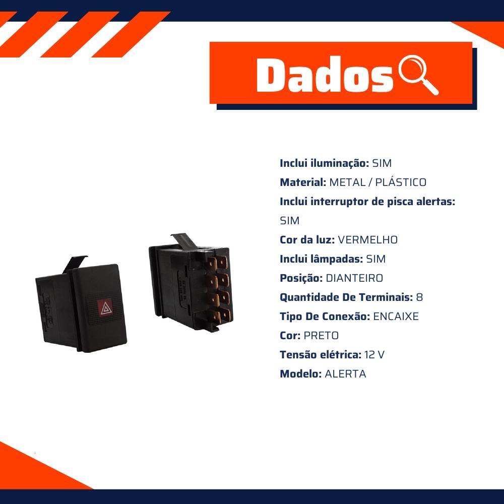 Interruptor da Luz de Emergência para Volkswagen Quantum e Santana - Kostal - 3042000
