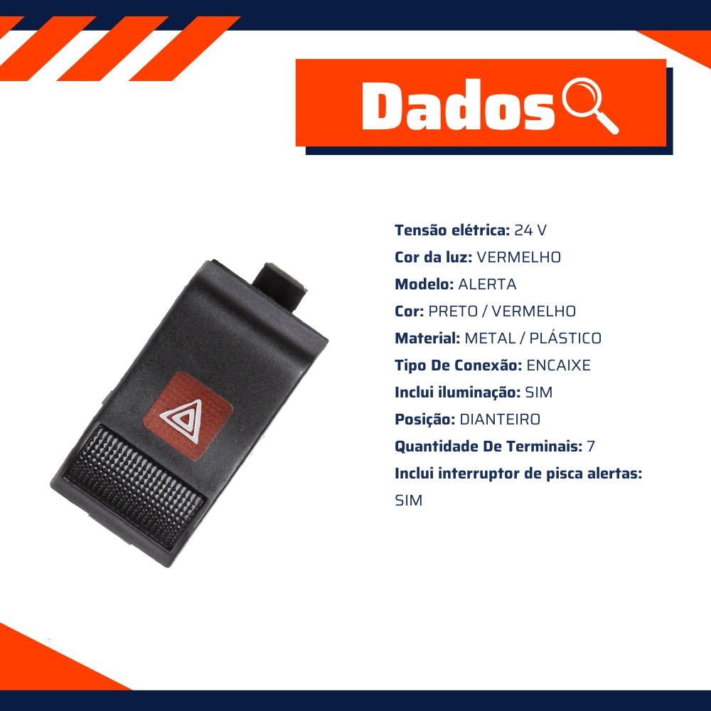 Interruptor da Luz de Emergência - Kostal - 3813955
