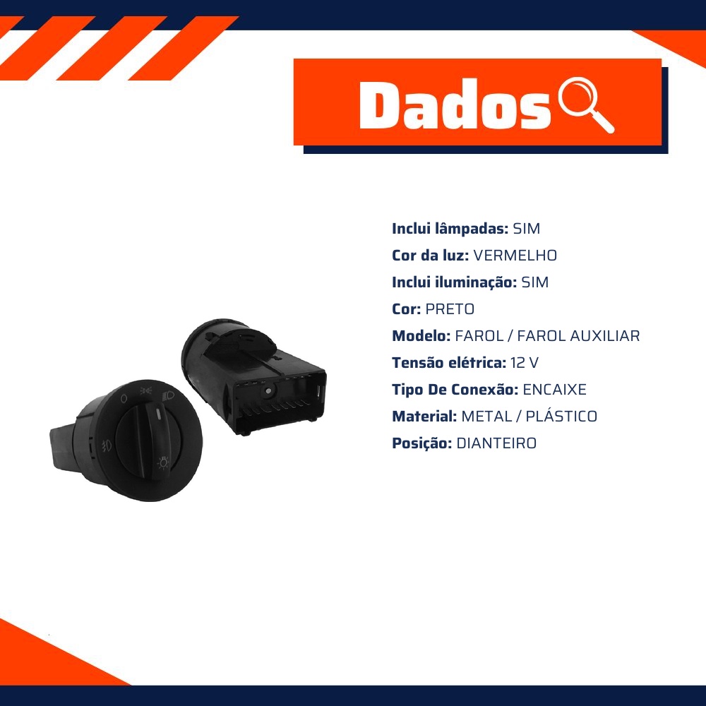 Interruptor Chave de Luz para Volkswagen Polo e Polo Sedan - Kostal - 4053101