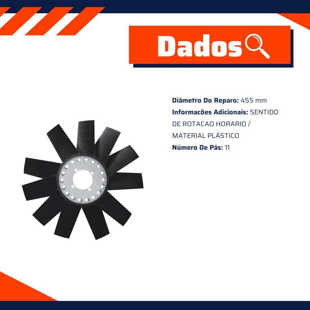 Hélice do Motor 11 Pás para Mitsubishi L200 e Pajero Sport - Modefer - 1932.215