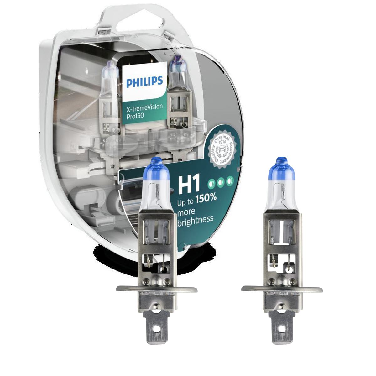 2 Lâmpadas Farol Baixo H1 12V Halógena Philips 12258XV+S2