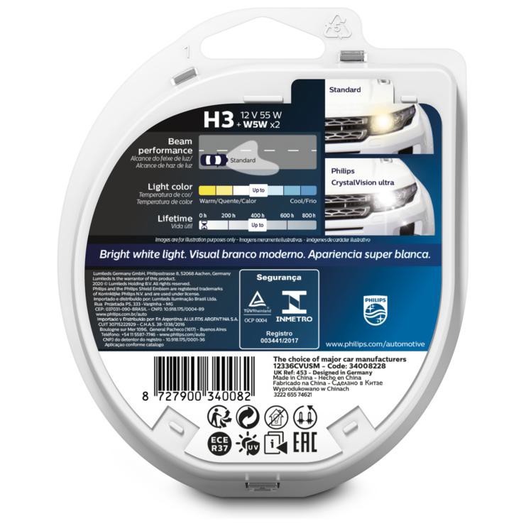 Par Lâmpada do Farol Baixo PK22S H3 - Philips - 12336CVUSM