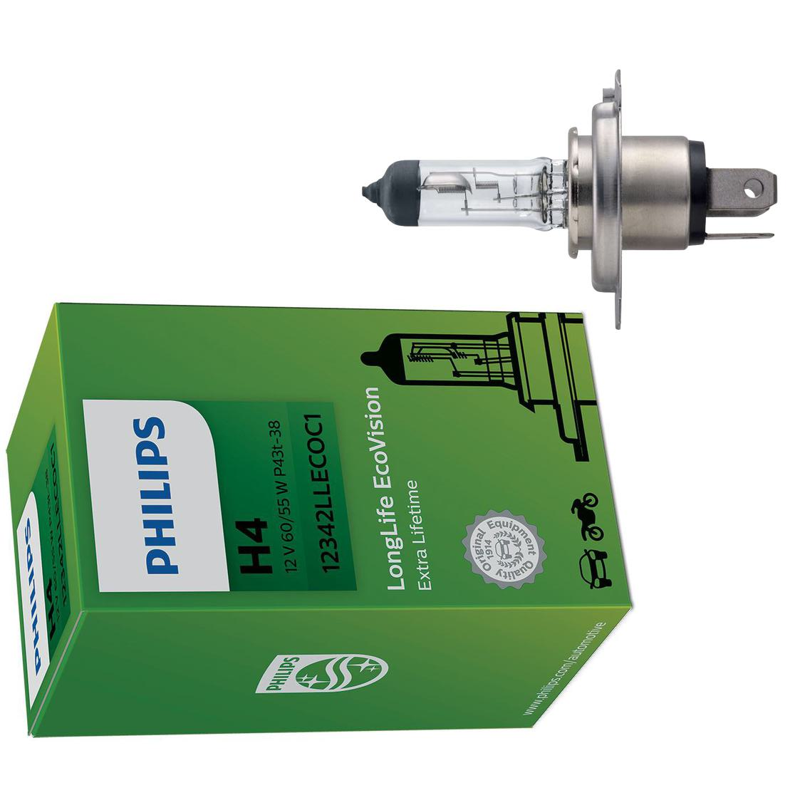 Lâmpada Farol Baixo H4 60/55W - Philips - 12342LLECOC1